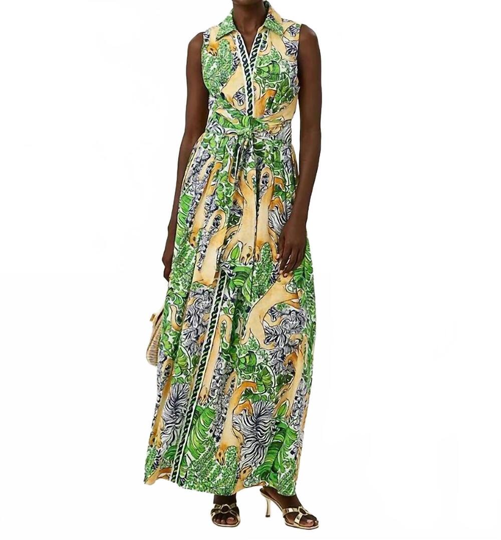 NEW LILLY PULITZER marria stretch maxi dress in multi palm prowl engineered wove